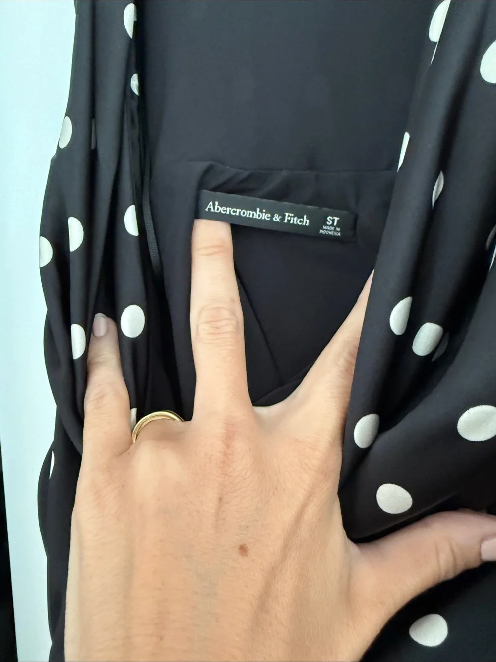 Abercrombie & Fitch Black and White Polka Dot Cowl Neck Maxi Dress